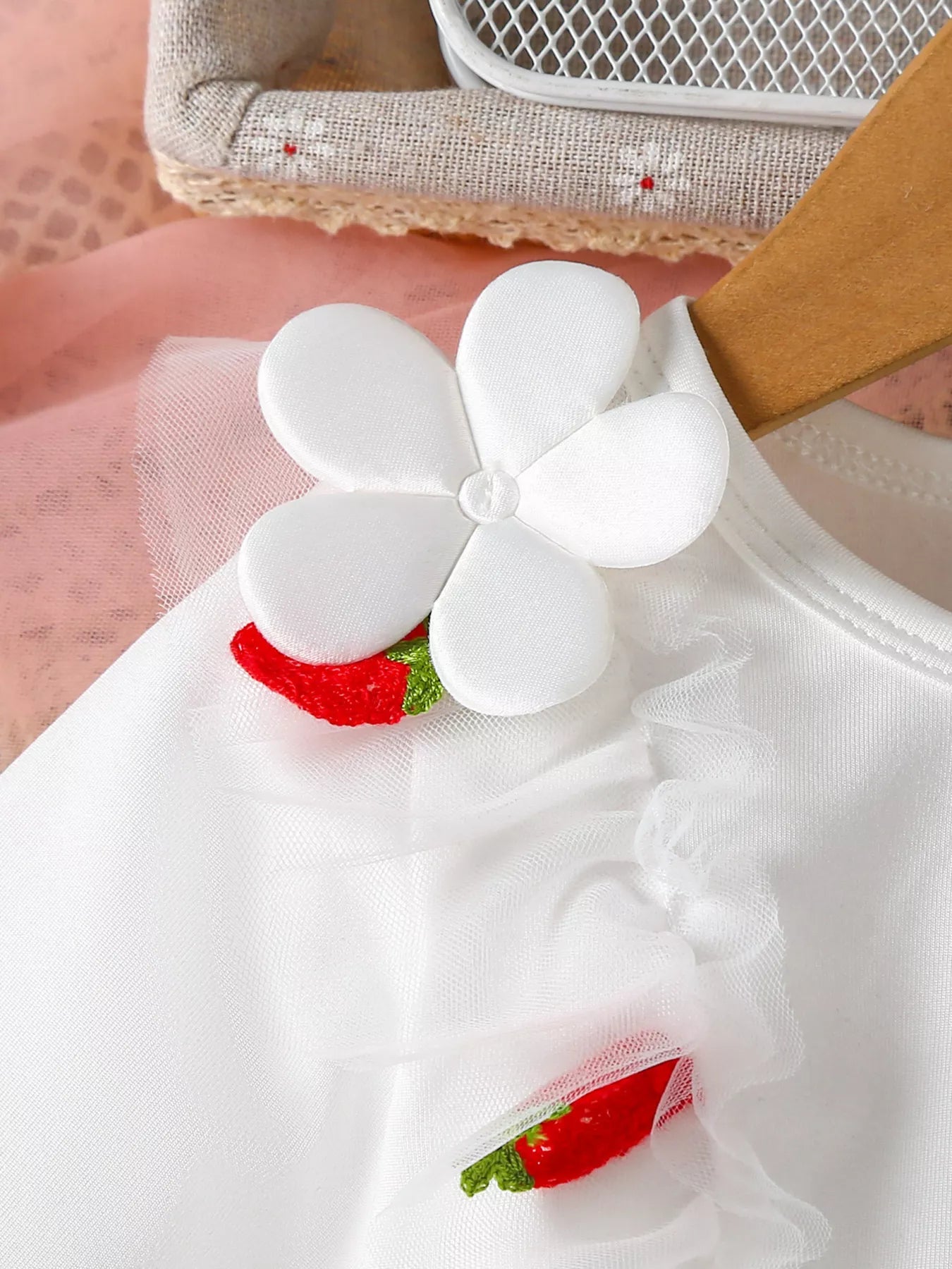 Children's Bow Decor Ruffle Trim Dress