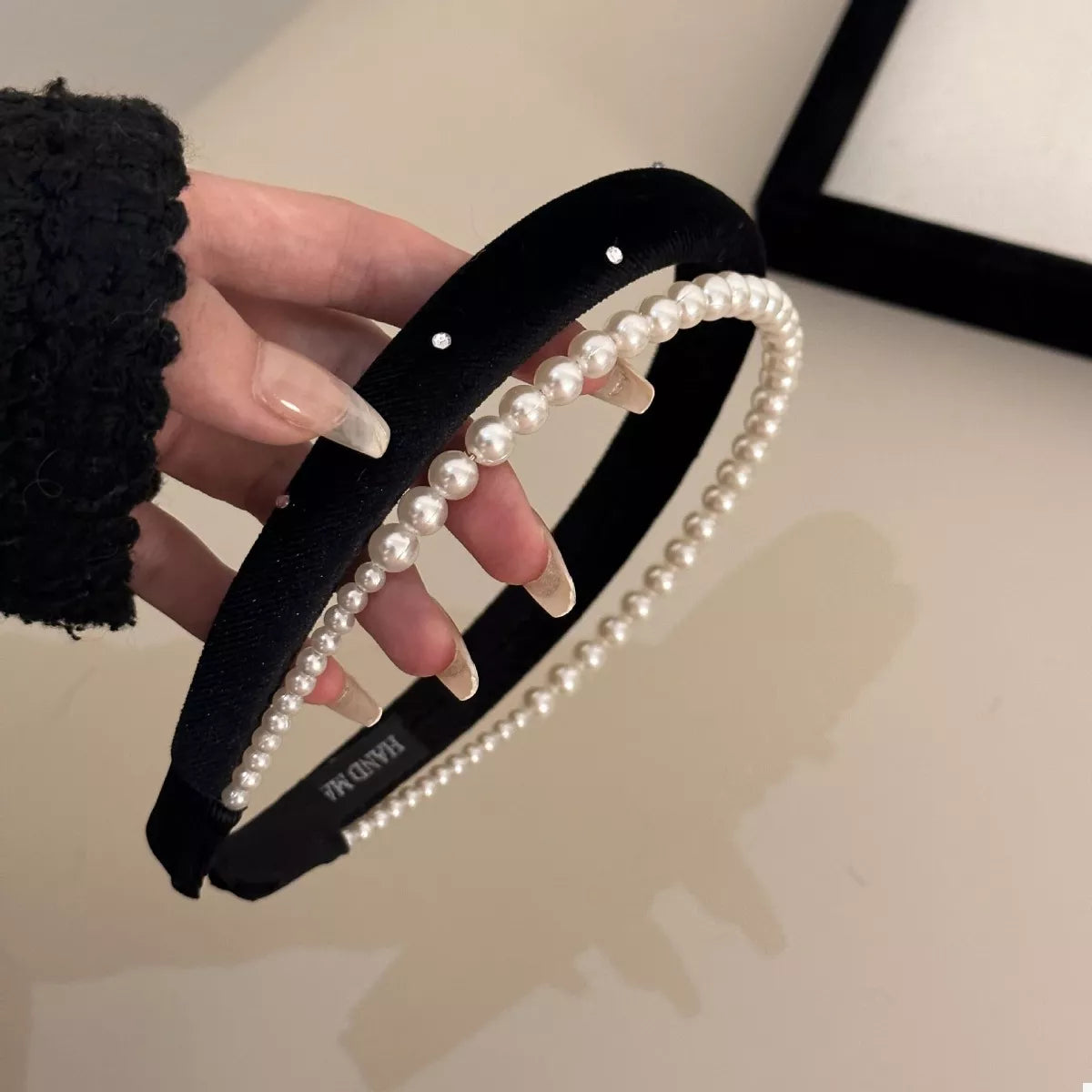 Pearl Embellished Velvet Headband