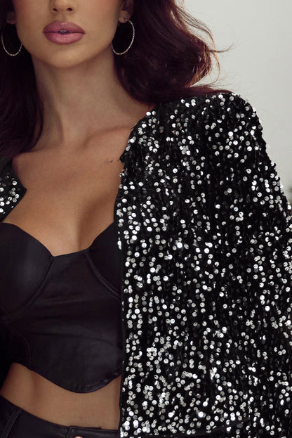 Sequin Open Front Blazer