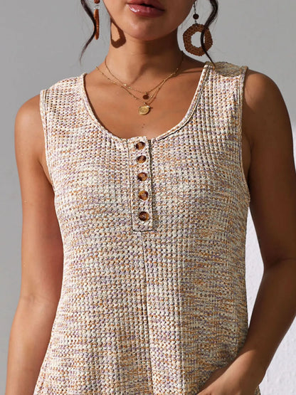 Full Size Button Front Romper with Pockets Plus Size