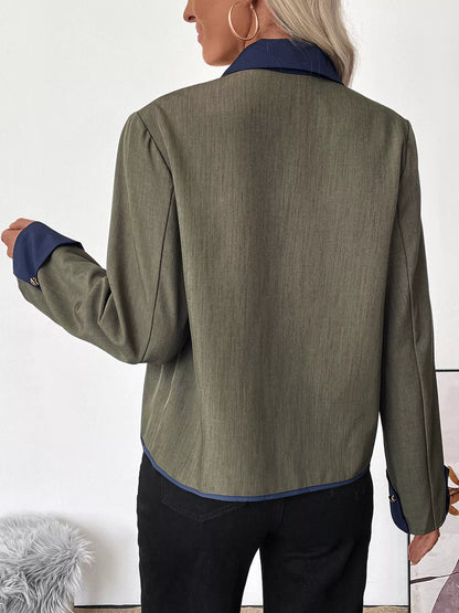 Contrast Trim Button-Up Jacket