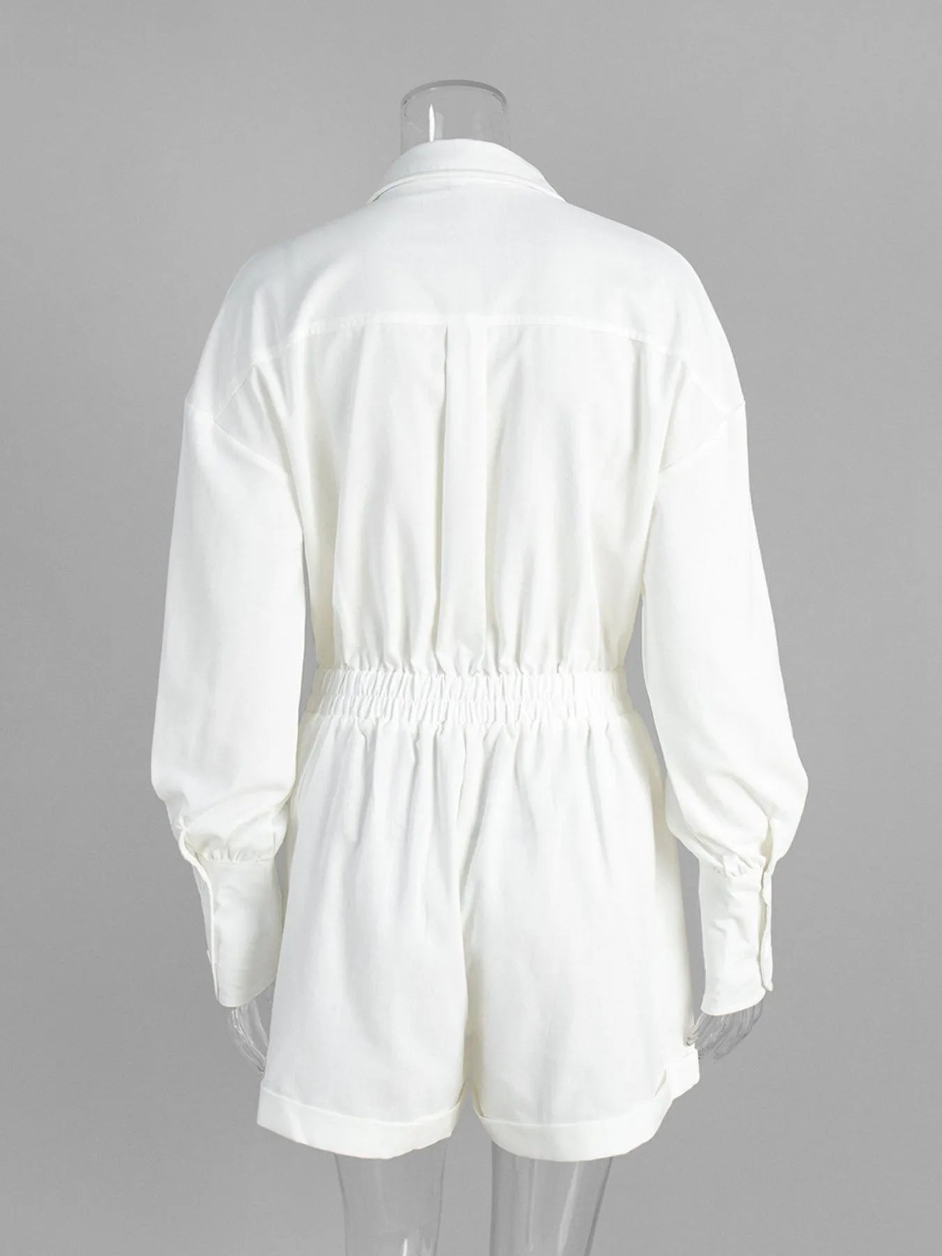 Casual Button Front Long Sleeve Romper