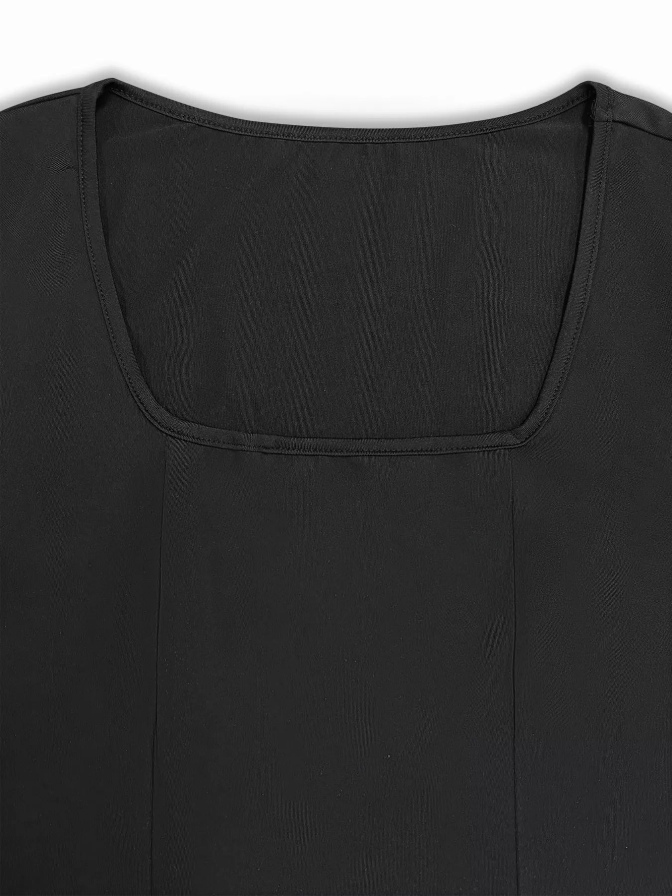 Square Neck Long Sleeve Slit Bodycon Maxi Dress