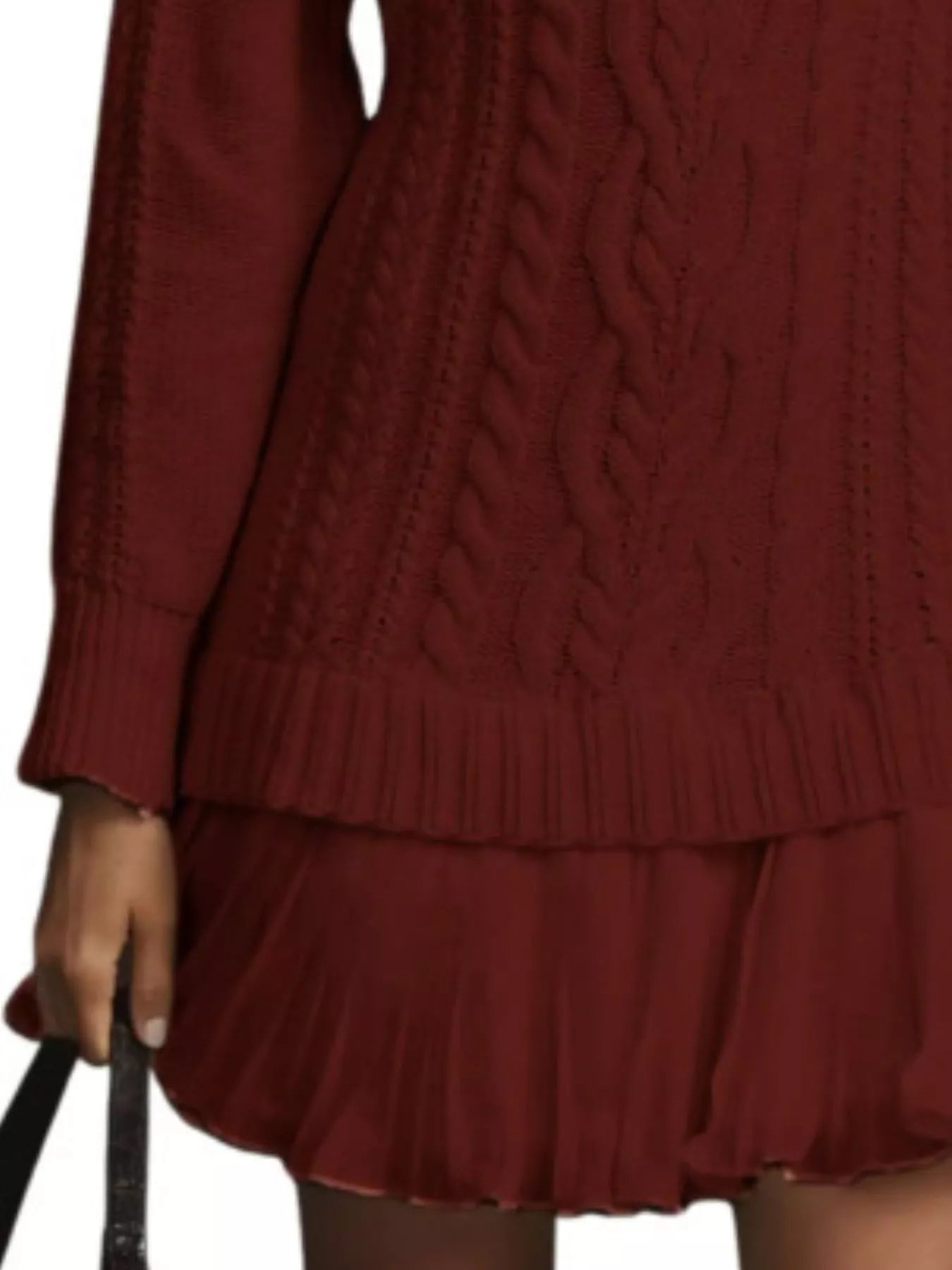 Full Size Cable-Knit Mini Sweater Dress Plus Size