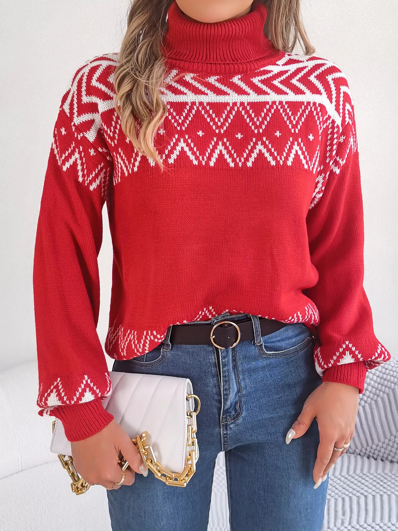Turtleneck Dropped Shoulder Sweater