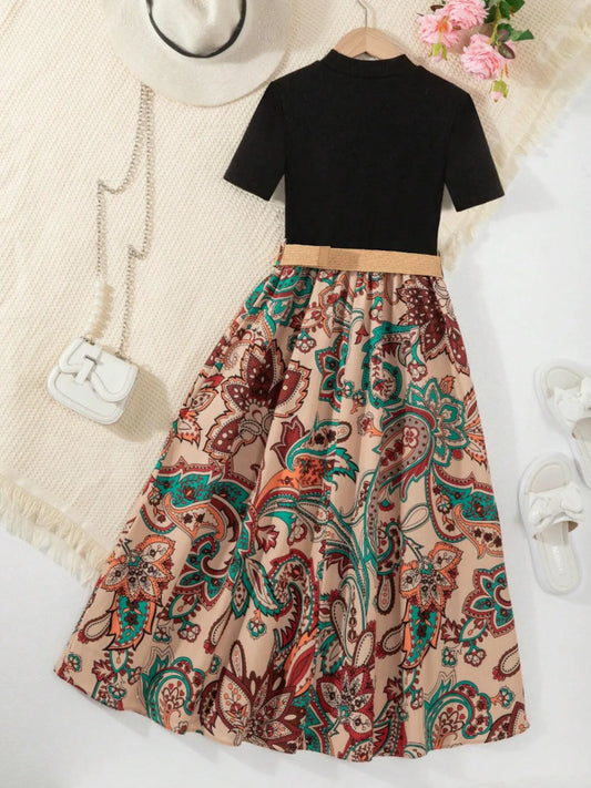 Children's Printed Short Sleeve Dress