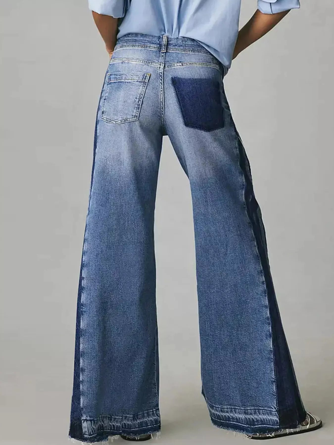 Two-Tone Wide Leg Jeans
