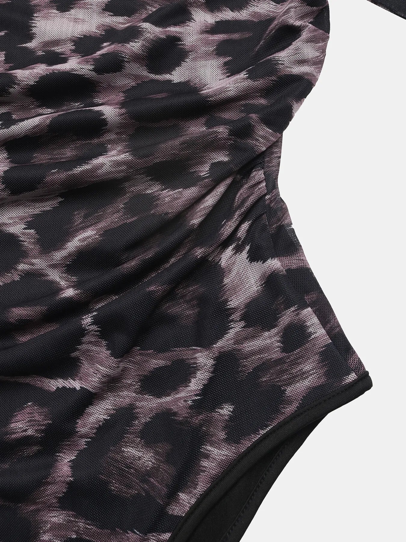 Leopard Print One Shoulder Long Sleeve Bodysuit