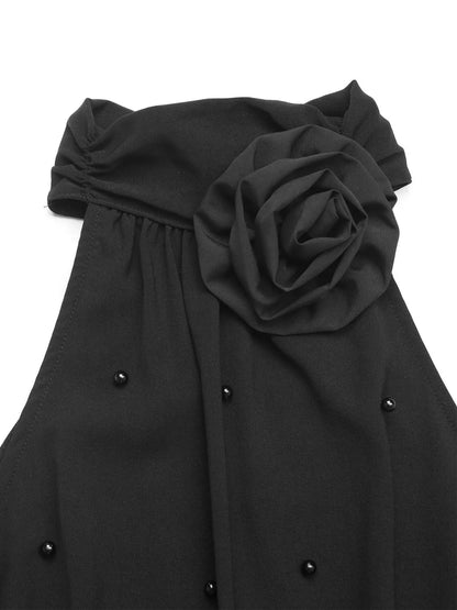 3D Flower Grecian Neck Bodysuit