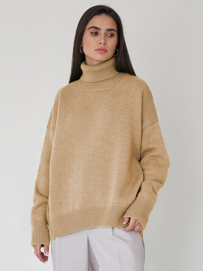 Turtleneck Long Sleeve Sweater Tan