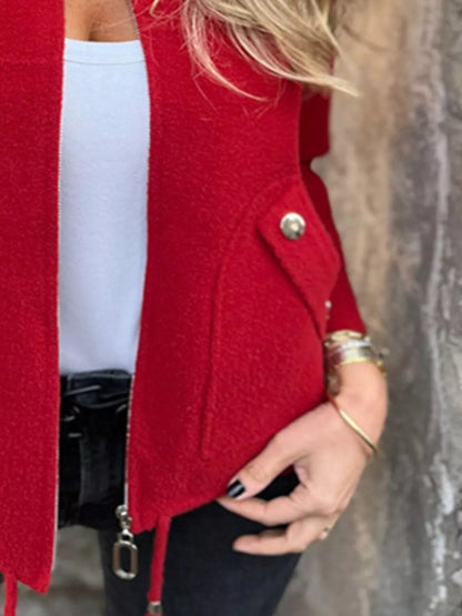 Full Size Zip-Up Long Sleeve Outerwear Plus Size