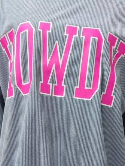 Full Size Howdy Round Neck Oversized Sweatshirt Plus Size