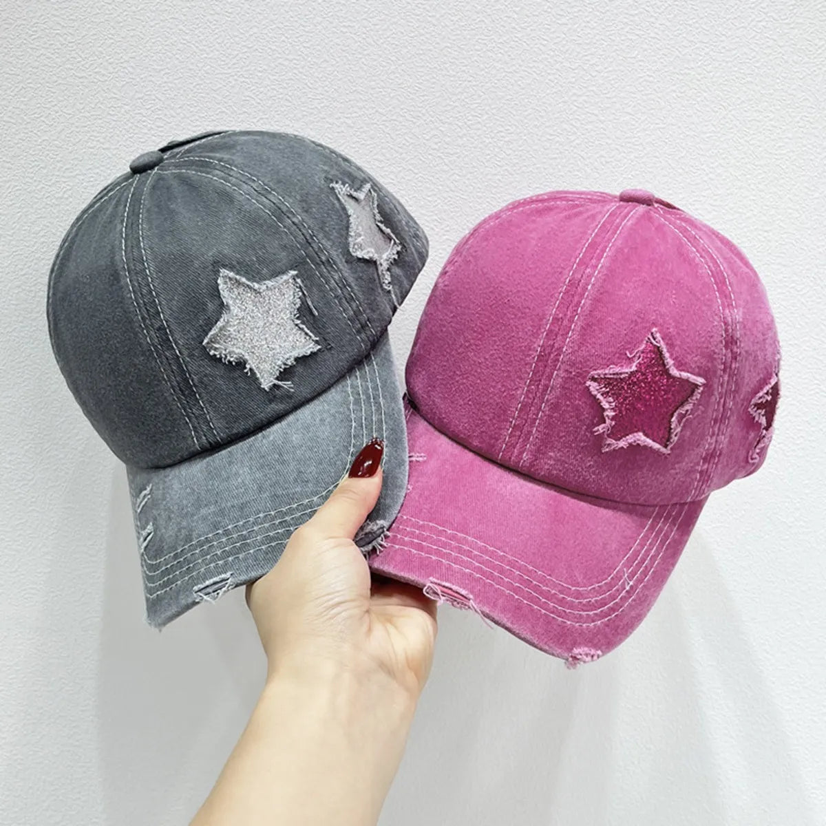 Star Adjustable Baseball Cap Hot Pink One Size