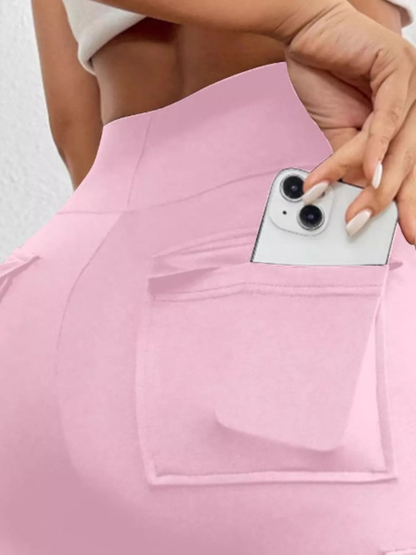 High Waist Pocketed Active Shorts