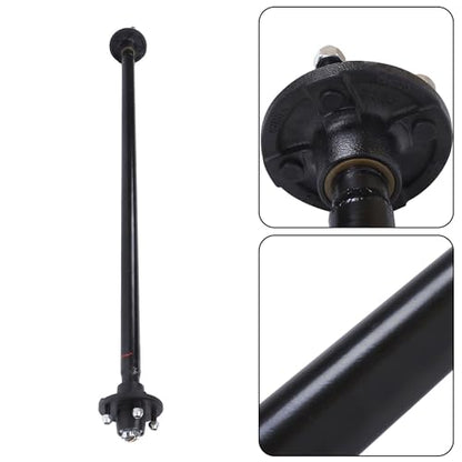 Thomletha Trailer Axle 2000 lbs Axle Beam 4 Lug Trailer Axle 56.5 inch Hub Face 46.5 inch Spring Center