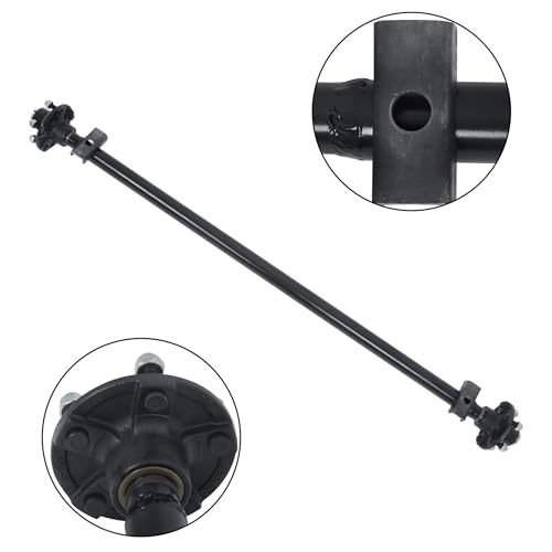 Thomletha Trailer Axle 2000 lbs Axle Beam 5 Lug Trailer Axle 56.5 inch Hub Face 46.5 inch Spring Center