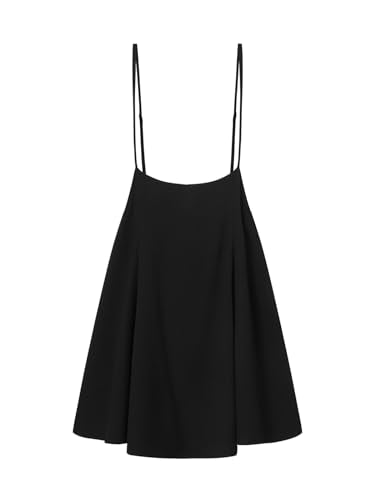 YOINS Women's Suspender Skirts Basic High Waist Versatile Flared Skater Skirt A-Black XXL