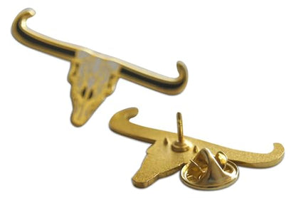 Novel Merk Cowboy & Rancher – Icons Lapel Pin, Hat Pin & Tie Tack Set - with Clutch Back (3-Longhorn Skull)