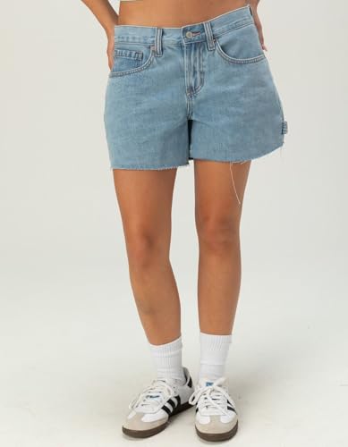 Rsq Womens Low Rise Baggy Carpenter Shorts, Light Wash, 27