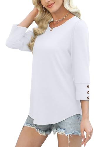 Fall Outfits for Women 2026 Tops for Teachers Dressy Casual Plus Size 3/4 Length Sleeve White Shirts Summer Womens Blouses Beach Vacation Clothes Fashion Clothing XL