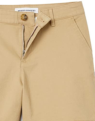 Amazon Essentials Women's Mid-Rise Slim-Fit 5 Inch Inseam Khaki Shorts (Available in Straight and Curvy Fits), Khaki Brown, 8