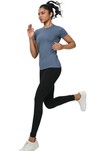 NebuKinex 5-Pack Women's Compression Shirts Short Sleeve Workout Tops Athletic Baselayer Quick Dry Gym Yoga Running T-Shirt Large
