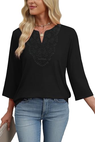 Womens Tops Dressy Casual Womens Fashion Plus Size Clothes for Women Blouses for Women Dressy Casual Cruise Outfits Resort Wear 2026 Ladies Maternity Shirts Winter Clothing Black Lace Top Tunic 2XL