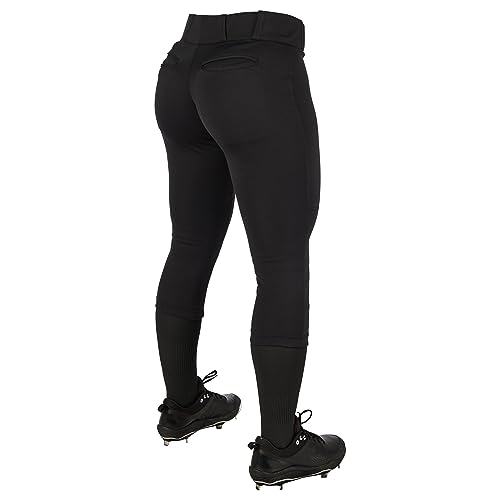 CHAMPRO Women's Tournament Traditional Low-Rise Polyester Softball Pant, Small, Black