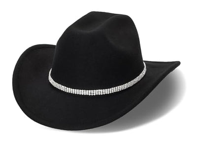 Women's Western Rhinestone Cowboy Hat - Bling Diamond Band Rodeo Fedora