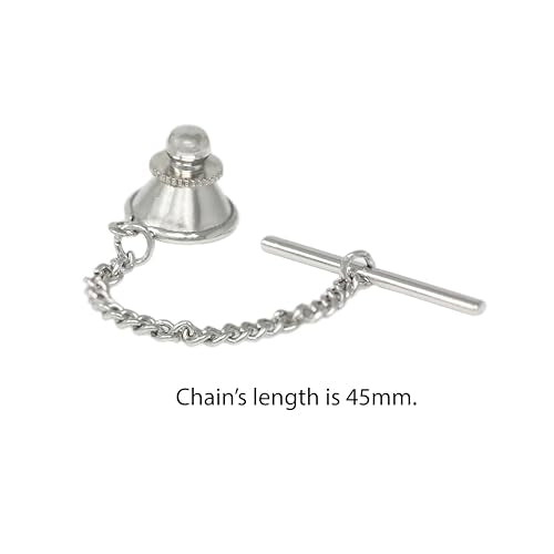 Men’s Tie Tack Tie Pin with Chain – Classic Lapel Pin Accessory for Dress Shirts, Suits & Formal Wear (Dinosaur Skeleton)