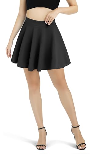 Urban CoCo Women's Basic Versatile Stretchy Flared Casual Mini Skater Skirt (X-Large, Black)