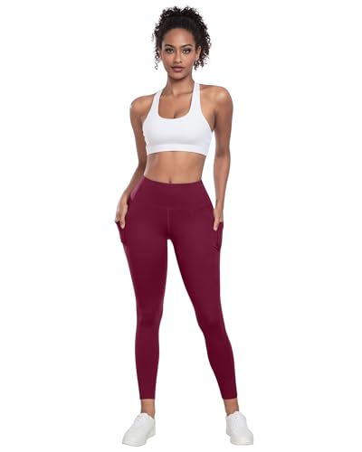 LZYVOO Leggings with Pockets for Women, 6 Packs Soft High Waisted Tummy Control Workout Yoga Pants(BlackGrayNavyWineGreenBrown-XL)