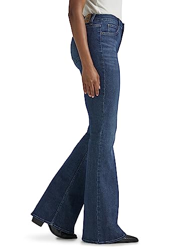 Lee Women's Legendary Mid Rise Flare Jean, Inner Strength, 14 Short