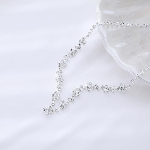 Tatibana Crystal Wedding Jewelry Set, Silver Necklace Earrings, Bracelet Crystal Bridal Wedding Jewelry Sets, For Brides Prom Costume Accessories or Party Accessories