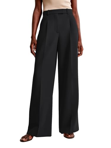 NIMIN Women Wide Leg Pants High Waisted Dressy Work Trousers Business Casual Pants 2025 Fashion Slacks Outfits with Pockets Black