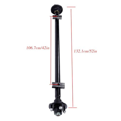 Thomletha Trailer Axle 2000 lbs Axle Beam 4 Lug Trailer Axle 52 inch Hub Face 42 inch Spring Center