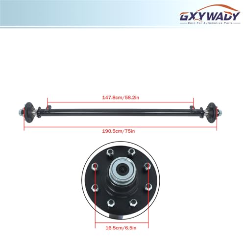 GXYWADY 8 Lug 6.5 Inch Trailer Axle 7000lbs Trailer Axle 75 Inch Hub Face 58 Inch Spring Center