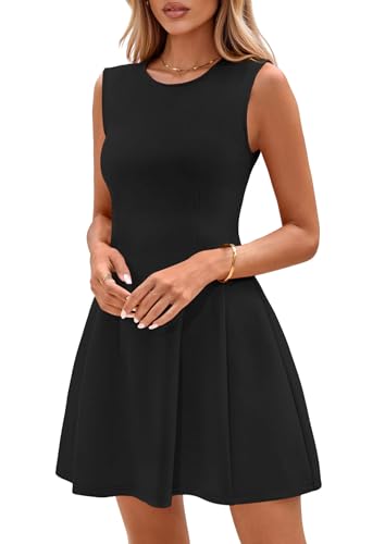 PRETTYGARDEN Summer Dresses for Women 2026 Elegant Classy Spring A Line Business Casual Work Graduation Cocktail Short Dress (Black,Large)