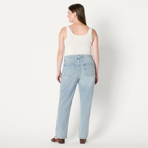 Amazon Essentials Women's High-Rise Straight Leg Jean, Iced Light Wash, 12