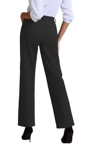JEKAOYI Womens Dress Pants Stretchy Work Pants High Waisted Business Trousers Pull On Casual Slacks with Pockets Black