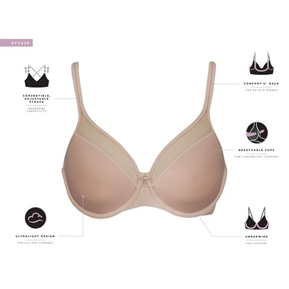 Bali Women's One Smooth U Ultra Illusion Neckline Underwire Bra, Light Beige, 38B