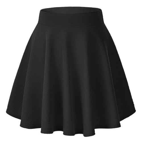Urban CoCo Women's Basic Versatile Stretchy Flared Casual Mini Skater Skirt (X-Large, Black)