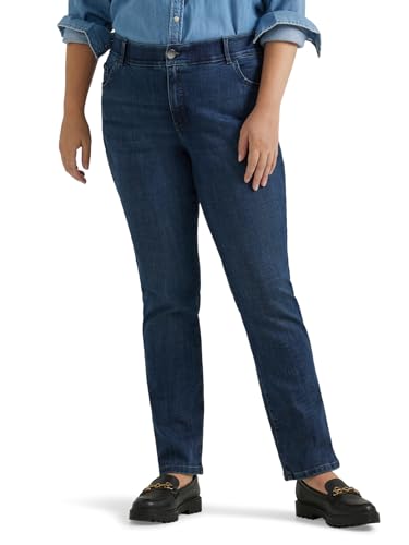 Lee Women's Plus Size Ultra Lux Comfort with Flex Motion Straight Leg Jean Royal Chakra 24W Medium