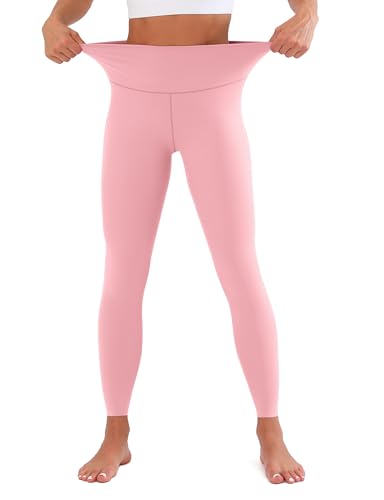 CHANAN High Waisted Leggings for Women No See Through Tummy Control Buttery Soft Yoga Pants for Workout Athletic Running Light Pink