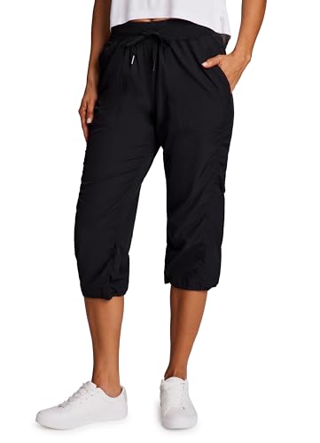 RBX Active Capri Pants for Women Joggers Stretch Lightweight Women’s Casual Pant Jet Black M