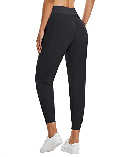 baleaf Women's Joggers Lightweight Hiking Pants High Waist 5 Zipper Pockets Quick Dry Travel Athletic UPF50+ Black M