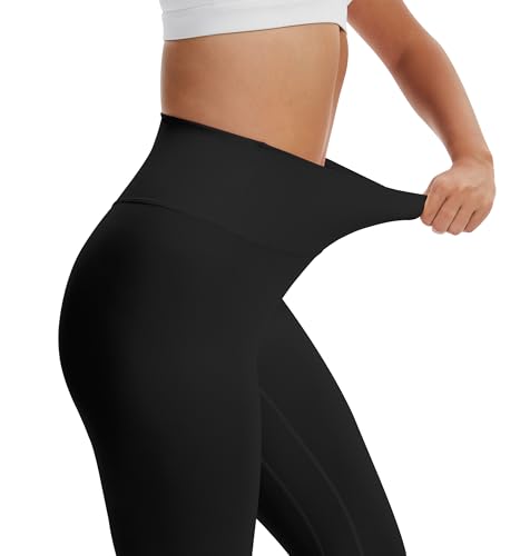 VIMPEP Women’s Buttery Soft High Waisted 25” Inseam Leggings No Front Seam Yoga Pants Tummy Control, for Workout Lounge YJ03 Black M