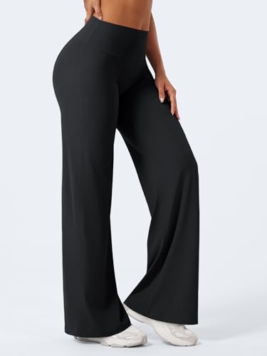 YEOREO Workout Leggings Womens No Front Seam Straight Leggings 31.5" High Waist Buttery Eddiy Gym Yoga Pants Black L