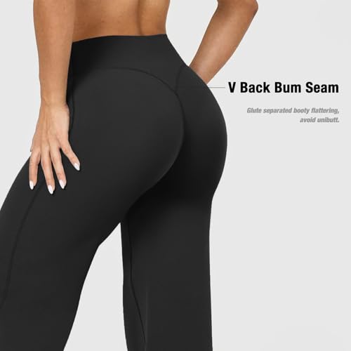 JGS1996 Wide Leg Yoga Pants Bottoms Straight Leg Leggings for Women High Waist Stretch Booty Casual Gym Workout Sweatpants Black