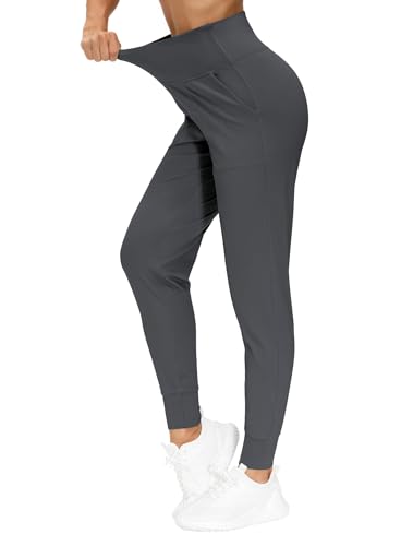 THE GYM PEOPLE Womens Joggers Pants with Pockets Athletic Leggings Tapered Lounge Pants for Workout, Yoga, Running (X-Large, Dark Grey)